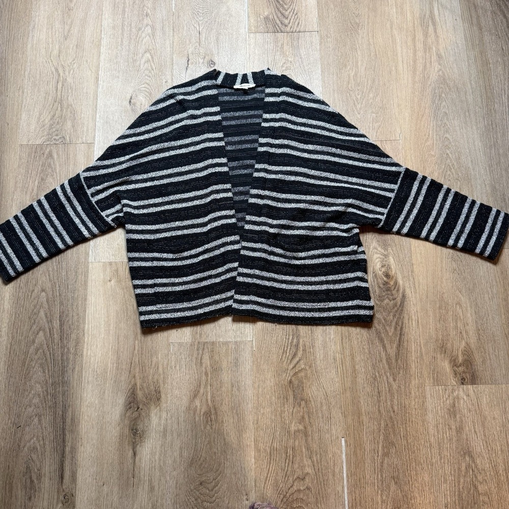 Madewell Womens Sweater Size XS S Black Striped Batwing Cardigan Top Shirt